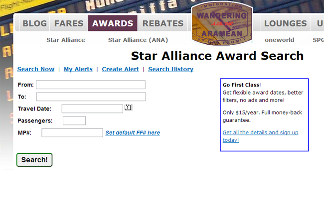 You can also set Star Alliance alerts, and search for award seats in other programs.