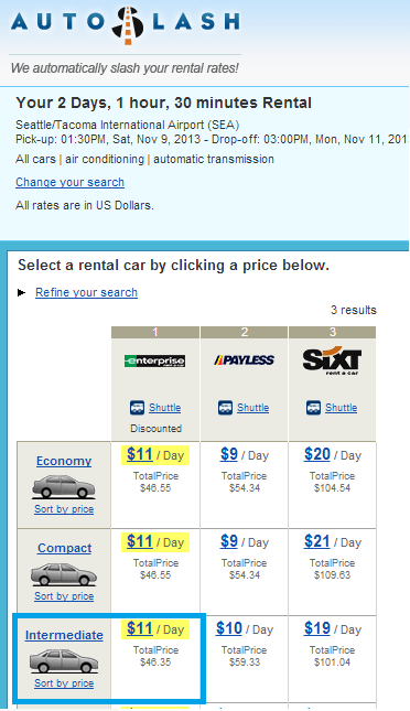 Autoslash.com doesn't show enterprise, or other car rental companies as part of a new search--but as a reprice they're allowed to do so. It can be confusing for someone who's never used their site before. 