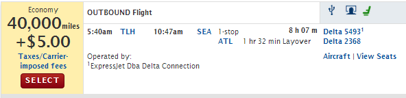 As a straight one way search Delta takes the miles for this flight (20,000) and doubles them.