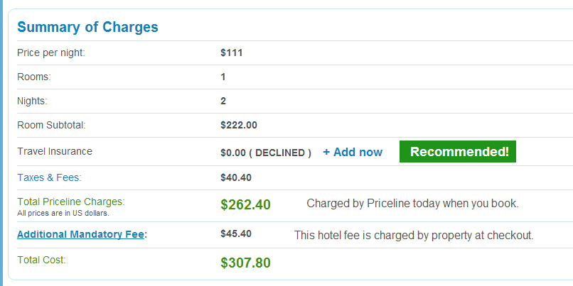 Take note of the Resort fee--and compare it to the resort fee the hotel you think you're booking is offering. In this case the $45.20 is exactly identical to the Hyatt Regency Orlando.