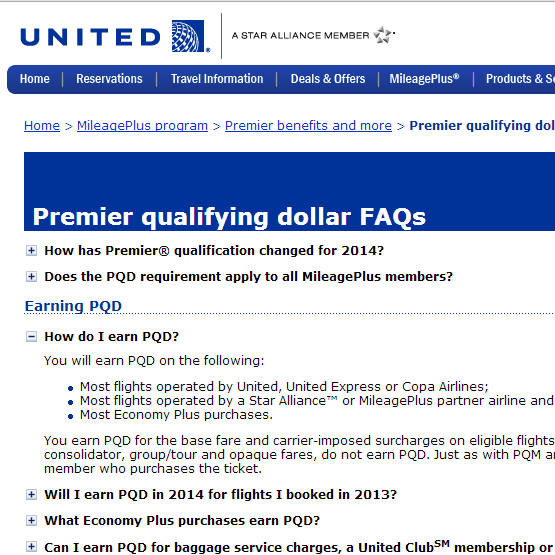 Click to go to United PQD FAQ.