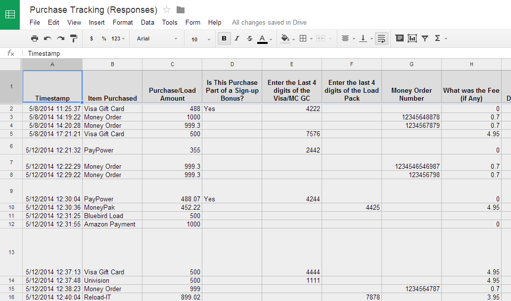 Purchase Tracking Responses