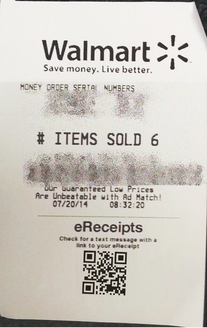 At the bottom of the receipt prints a 2d barcode. Scanning it with your smartphone can bring up the full receipt online. 