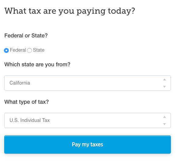 Pay federal taxes online: Select Federal, State, US Individual Tax