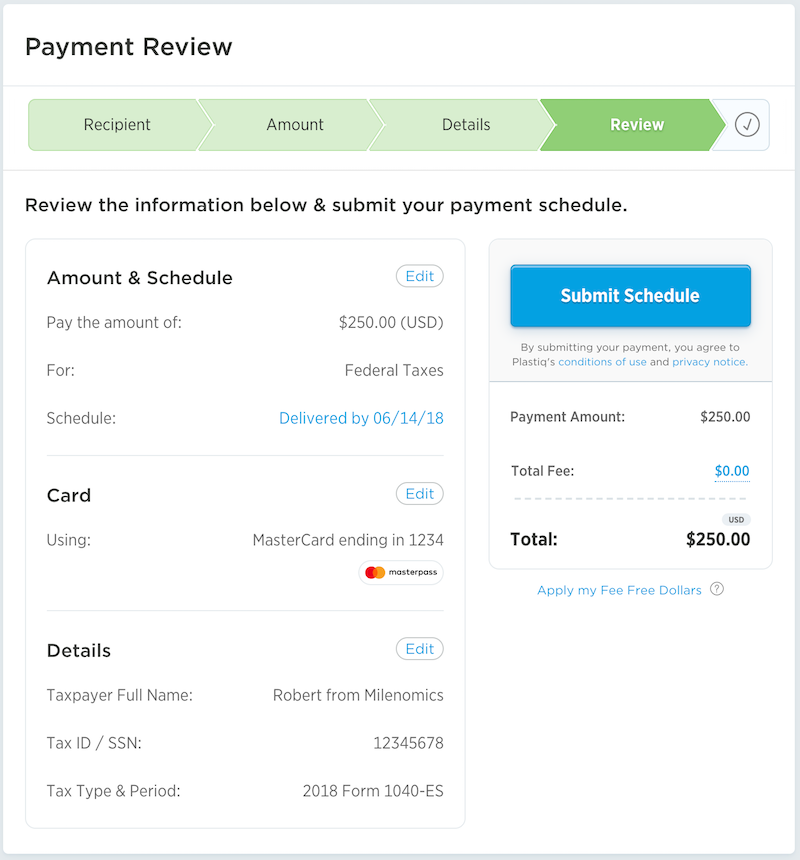 Review and submit payment