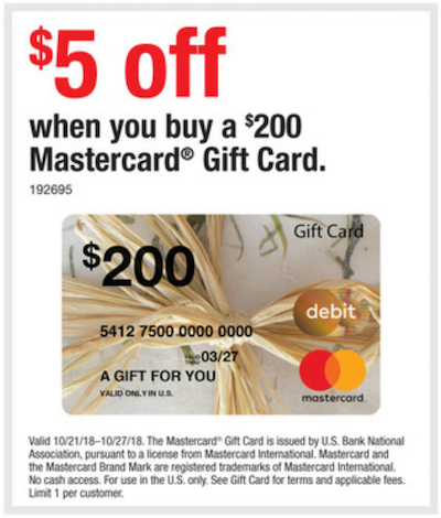 discounted mastercard gift card staples